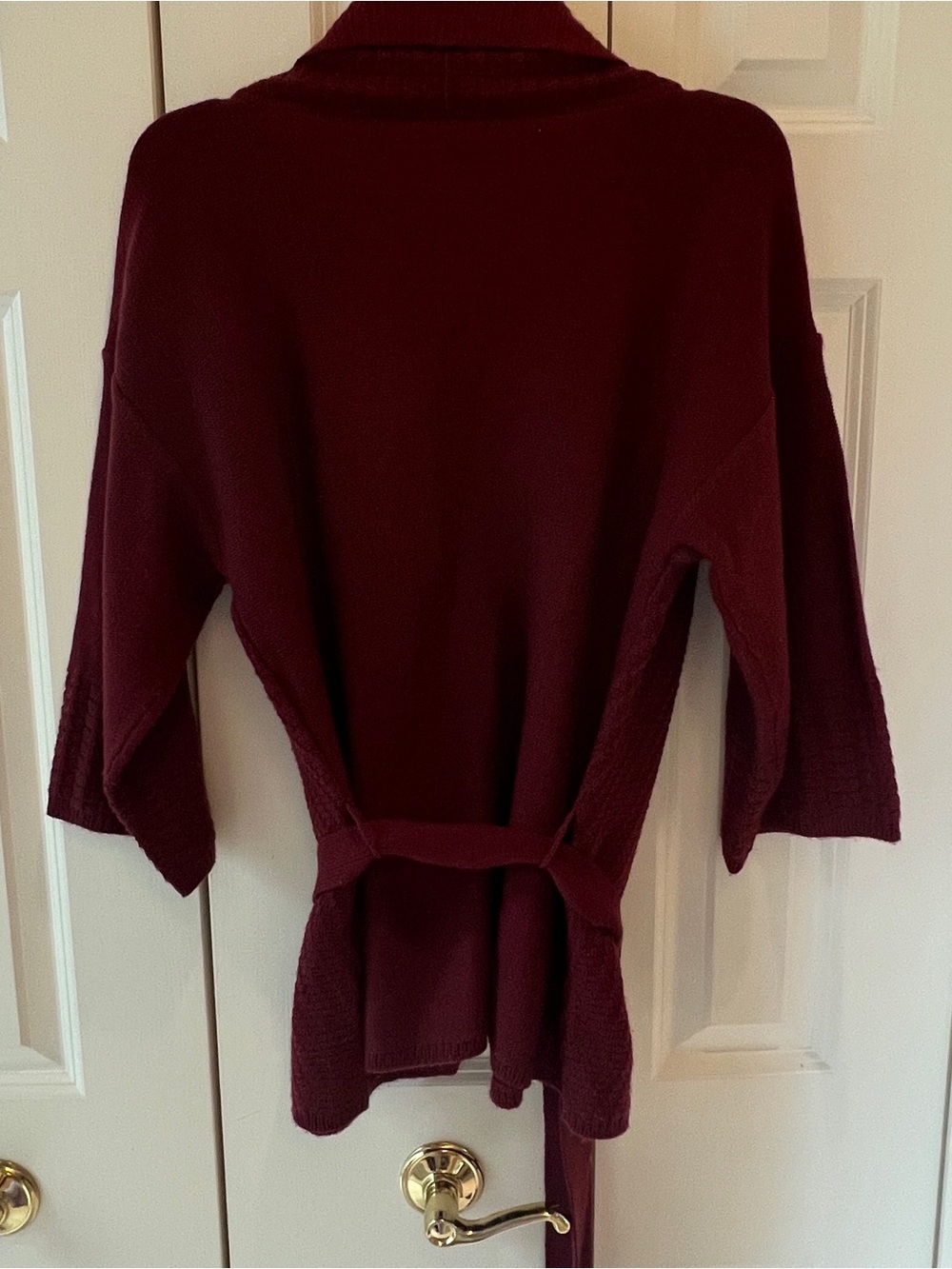 💕 East 5th Size L Deep Rust Belted Cardigan Shawl Collar Fall Textured Knit - Picture 7 of 10